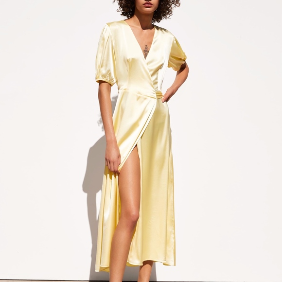 zara satin wrap dress